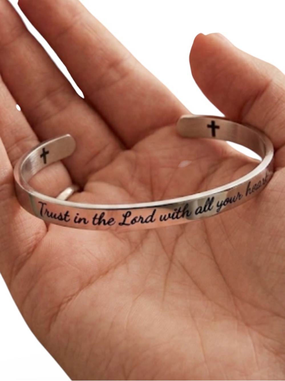 NWT Silver Trust in the Lord Cuff Bracelet Christian Bible Verse Scripture
C3